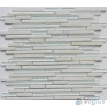 Pearl White Matrix Linear Glass Stone Mixed Glass Tile VB-GSL80