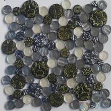 Silver Pin Bubble Round Circle Glass Mosaic Tile VG-URD97