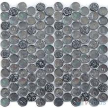 Silver Round Circle Glass Mosaic Tile VG-URD94