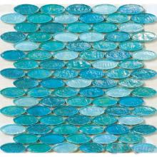 Tiffany Blue Oval Shape Glass Mosaic Tile VG-UVL95