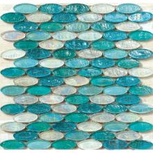 Turquoise Oval Shape Glass Mosaic Tile VG-UVL96