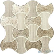 Wooden Gray Bone Shape Glass Mix Stone Mosaic VG-UBN99