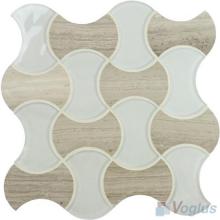 Wooden White Bone Shape Glass Mix Stone Mosaic VG-UBN96