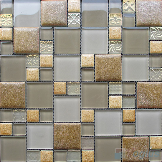 French Pattern Magic Glass Mixed Ceramic Mosaic Tile VB-GCM71