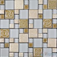 French Pattern Magic Glass Mixed Ceramic Mosaic Tile VB-GCM69