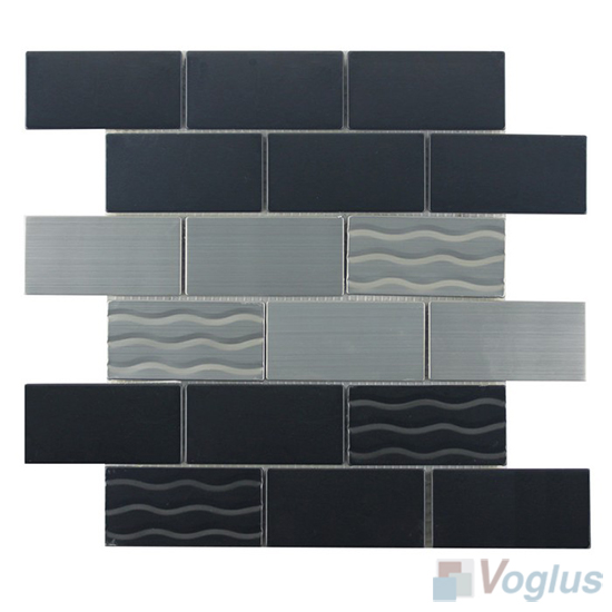 48x98mm 2x4 inch Brick Brushed Metal Mosaic Tiles VM-SS54