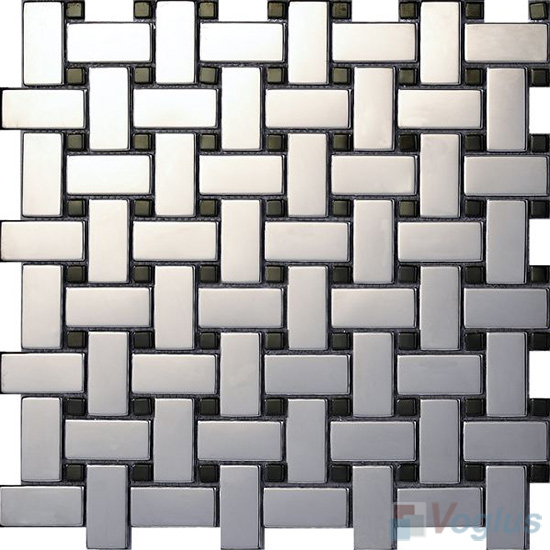 Basket Weave Stainless Steel Metal Mosaic Tiles VM-SS58