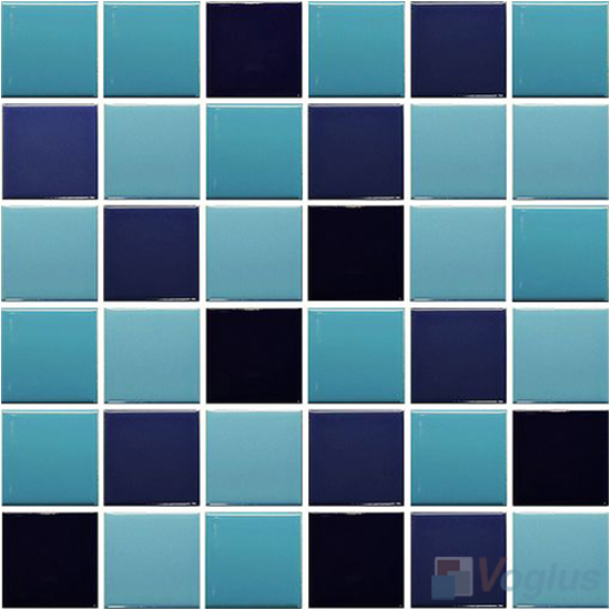 Blue Mixed 48x48mm 2x2 inch Plain Pool Ceramic Mosaic Tiles VC-PL93