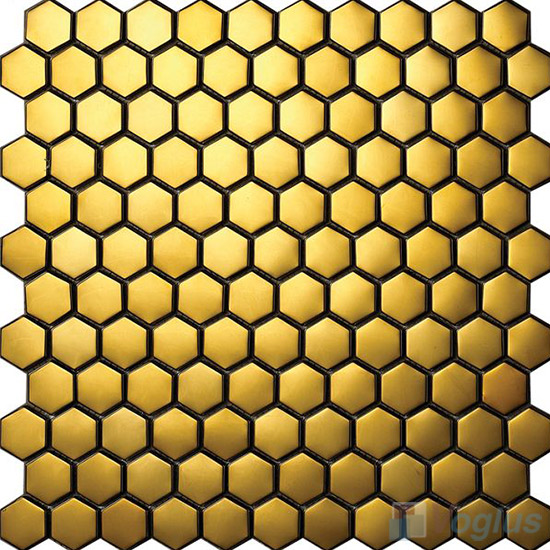 Gold Hexagon Stainless Steel Metal Mosaic VM-SS64