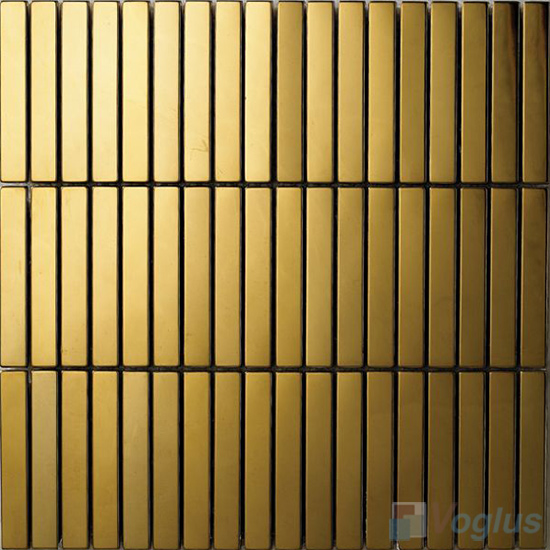 Gold Linear Strip Stainless Steel Mosaic Tiles VM-SS66