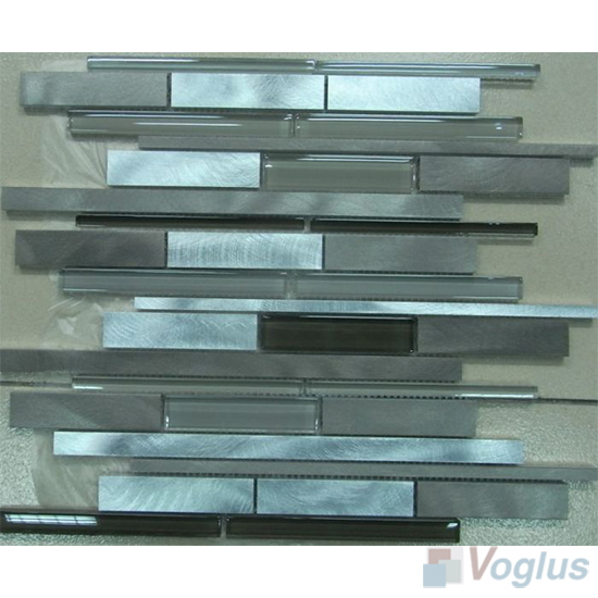 Linear Glass Aluminum Mosaic Tiles VM-AM60