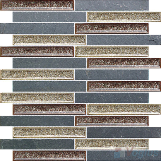 Linear Stone Mixed Ceramic Mosaic Tiles VB-SC84