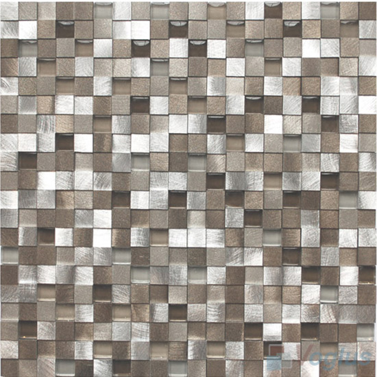Seamless 15x15mm Glass Aluminum Metal Mosaic Tiles VM-AM66
