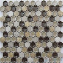 1 inch Hexagon Stone Ceramic Mixed Mosaic Tiles VB-SC63