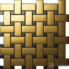 Basket Weave Gold Stainless Steel Mosaic Tiles VM-SS69