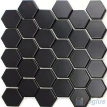 Black 2 inch Hexagon Porcelain Mosaic VC-BW96