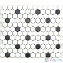 Black White 1 inch Hexagon Porcelain Mosaic VC-BW94