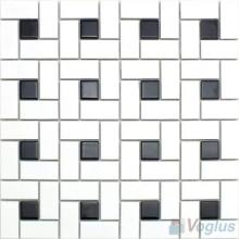 Black White Pinwheel Porcelain Mosaic Tiles VC-BW98