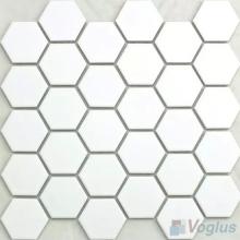 White 2 inch Hexagon Porcelain Mosaic Tiles VC-BW97