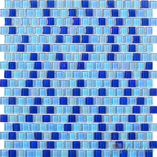 15x15mm Offset Blue Swimming Pool Glass Mosaic Tiles VG-CYA80