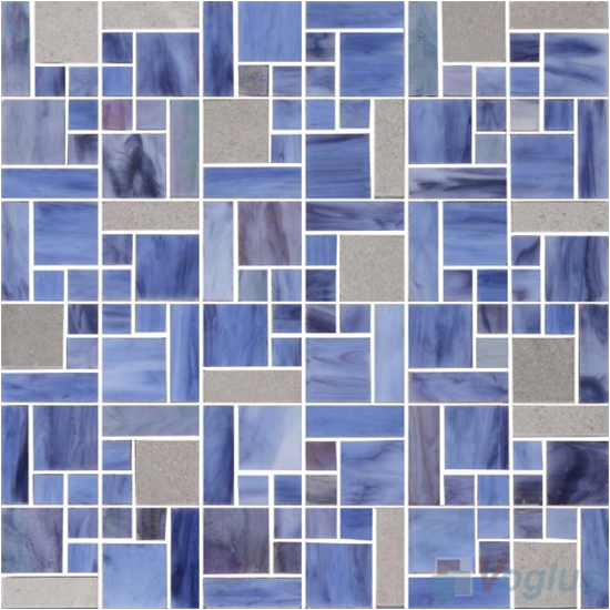 Blue Magic Cube Tiffany Glass Mosaic Tile VG-TF77