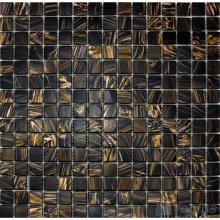 Black 20x20mm Gold Star Glass Mosaic Tile VG-GLS88