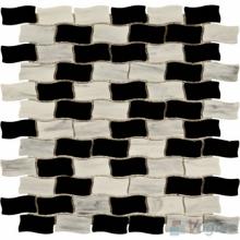 Black White Wavy Brick Tiffany Glass Mosaic Tile VG-TF96