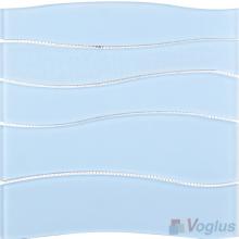 Blue-gray Wavy Waterjet Glass Tile VG-UWJ84