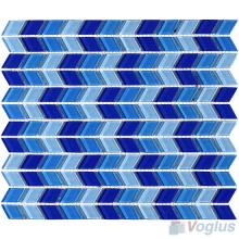 Blue Mixed Diamond Shaped Wavy Glass Mosaic VG-UDM95