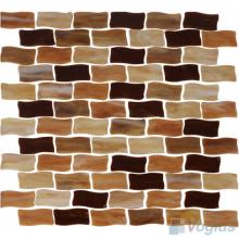 Brown Mixed Wavy Brick Wavy Brick Tiffany Glass Mosaic Tile VG-TF86