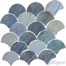 Glazed Color Fan Shape Fish Scale Tiffany Glass Mosaic Tile VG-TF81