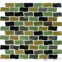 Green Mixed Wavy Brick Tiffany Glass Mosaic VG-TF87