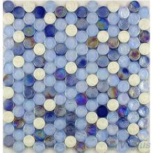 Light Blue Circle Round Shaped Glass Mosaic Tiles VG-URD92