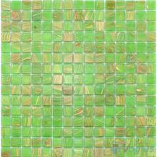 Lime Green 20x20mm Gold Line Glass Mosaic VG-GLS96