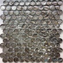 Silver Foiled Circle Round Shaped Glass Mosaic VG-URD84
