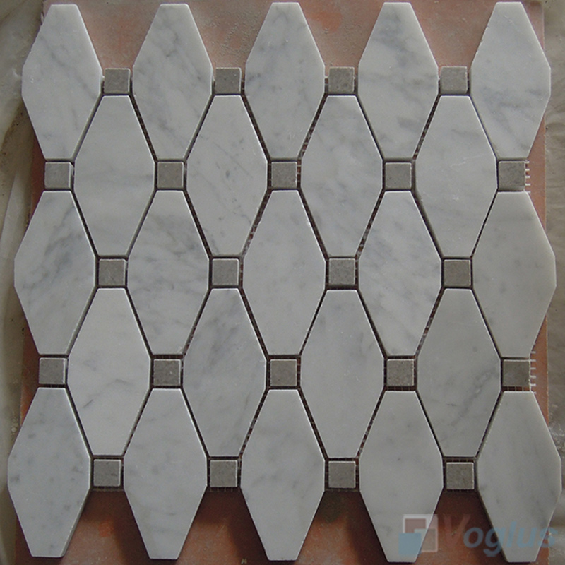 Carrara White Polished Elogated Marble Mosaic VS-MCW84