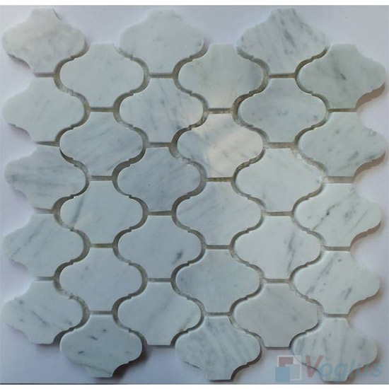 Carrara White Polished Lantern Shaped Marble Mosaic Tile VS-PLN95