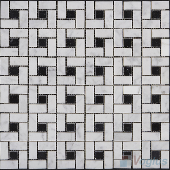 Carrara White Polished Pinwheel Marble Mosaic VS-MCW97