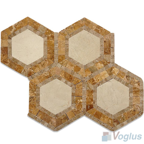 Cream Yellow Packed Hexagonal Shaped Marble Mosaic Tile VS-PHX78