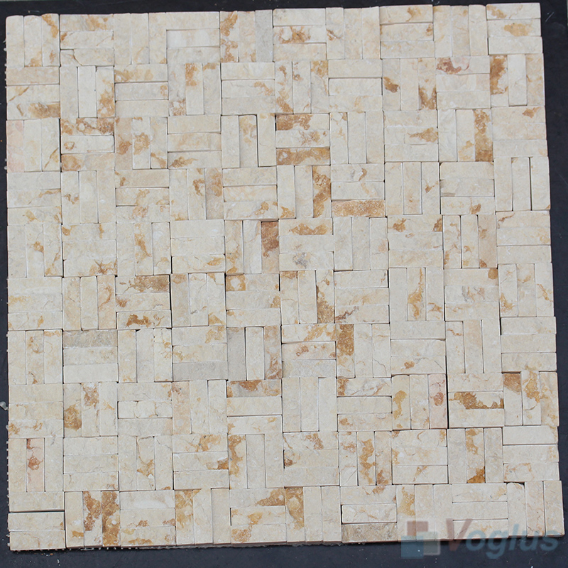 Gold Splender Mini Trio Natural Split Face Marble Mosaic VS-STM81