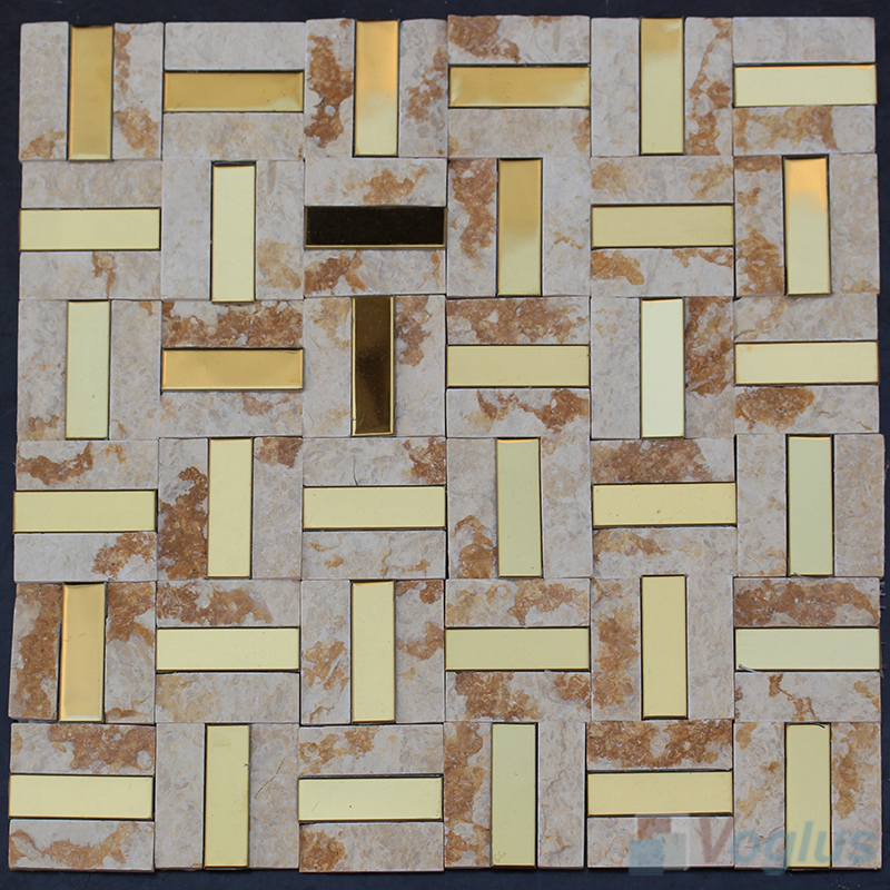 Golden Splender Trio Natural Split Face Marble Mosaic VS-STM83
