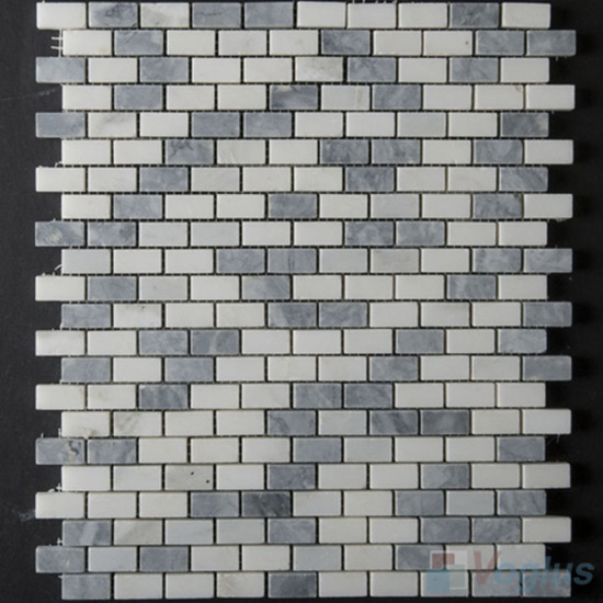 Gray White Mixed Polished Mini Brick Marble Mosaic VS-PBK82
