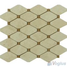 Beige Travertine Polished Elongated Shaped Marble Mosaic Tiles VS-PTG85