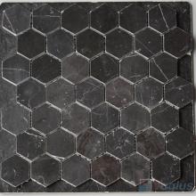 Black Marquina Polished 2 inch Hexagon Marble Mosaic VS-MBM99