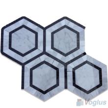Carrara White Packed Hexagonal Shaped Stone Mosaic Tile VS-PHX79