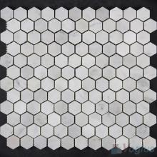 Carrara White Polished 1 inch Small Hexagon Marble Mosaic VS-MCW94