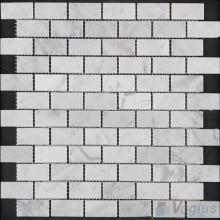 Carrara White Polished 1x2 inch Medium Brick Marble Mosaic VS-MCW93