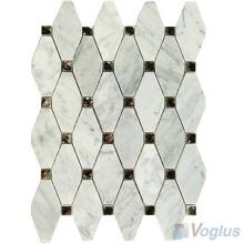 Carrara White Polished Elongated Shaped Marble Mosaic VS-PTG89