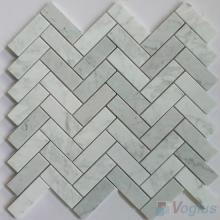 Carrara White Polished Herringbone Marble Mosaic Tile VS-PHB86