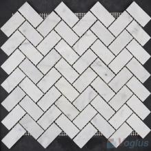 Carrara White Polished Herringbone Marble Mosaic VS-MCW87
